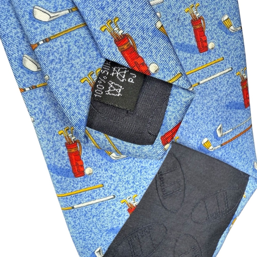 Dunhill Men's Neck Tie 100% Silk Golf Motif Made In Italy - Picture 5 of 8